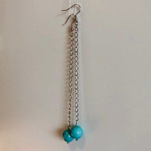 TURQUOISE AND SILVER CHAIN EARRINGS